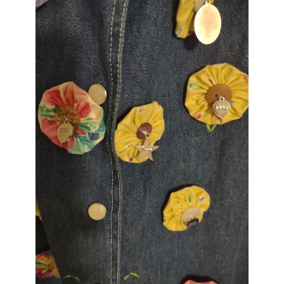 Vintage Sigrid Olsen Sport Denim Vest Large With Balfour Sorority Pins Unique - Picture 7 of 11